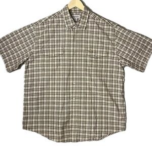 Carhartt Shirt Men's Size XL Pearl Snap Button Plaid Cotton Short Sleeve Outdoor